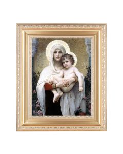 10 1/4" x 12 1/4" Satin Gold Frame with an 8" x 10" Bouguereau: Madonna of the Roses Print