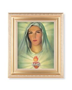 10 1/4" x 12 1/4" Satin Gold Frame with an 8" x 10" Immaculate Heart of Mary Print