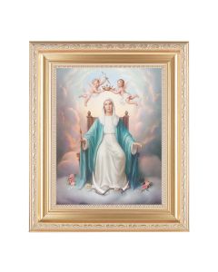 10 1/4" x 12 1/4" Satin Gold Frame with an 8" x 10" Queen of Heaven Print
