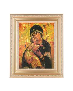10 1/4" x 12 1/4" Satin Gold Frame with an 8" x 10" Our Lady of Vladimir Print