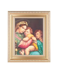 10 1/4" x 12 1/4" Satin Gold Frame with an 8" x 10" Raphael: Madonna of The Chair Print
