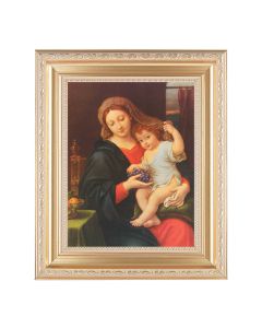 10 1/4" x 12 1/4" Satin Gold Frame with an 8" x 10" Madonna of the Grapes Print