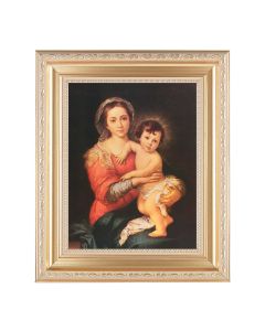 10 1/4" x 12 1/4" Satin Gold Frame with an 8" x 10" Murillo: Madonna and Child Print