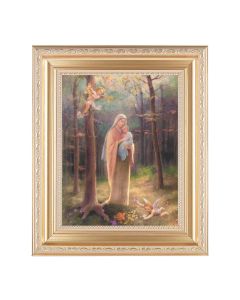 10 1/4" x 12 1/4" Satin Gold Frame with an 8" x 10" Madonna of the Woods Print