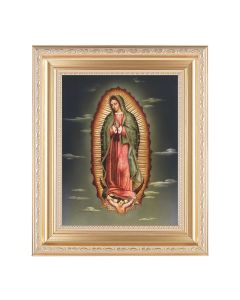 10 1/4" x 12 1/4" Satin Gold Frame with an 8" x 10" Our Lady of Guadalupe Print