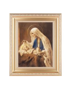 10 1/4" x 12 1/4" Satin Gold Frame with an 8" x 10" Chamber s Madonna and Child Print