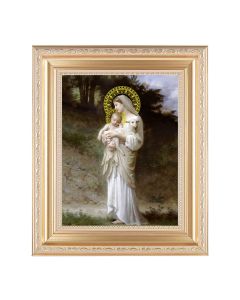 10 1/4" x 12 1/4" Satin Gold Frame with an 8" x 10" Bouguereau's Divine Innocence Print