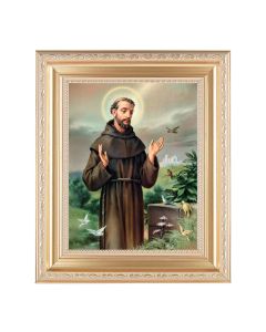 10 1/4" x 12 1/4" Satin Gold Frame with an 8" x 10" St. Francis Print