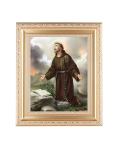 10 1/4" x 12 1/4" Satin Gold Frame with an 8" x 10" St. Francis of Assisi Print