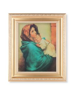 10 1/4" x 12 1/4" Satin Gold Frame with an 8" x 10" Madonna of the Streets Print