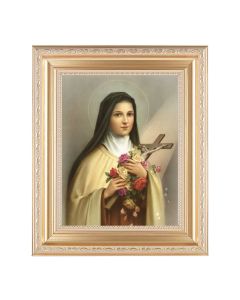 10 1/4" x 12 1/4" Satin Gold Frame with an 8" x 10" Saint Therese Print
