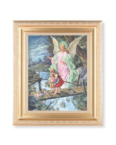 10 1/4" x 12 1/4" Satin Gold Frame with an 8" x 10" Guardian Angel Print