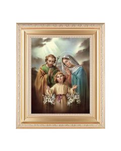 10 1/4" x 12 1/4" Satin Gold Frame with an 8" x 10" Holy Family Print