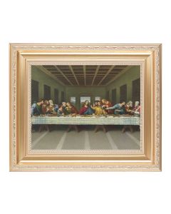 10 1/4" x 12 1/4" Satin Gold Frame with an 8" x 10" Last Supper Print