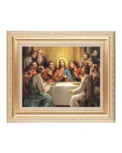 10 1/4" x 12 1/4" Satin Gold Frame with an 8" x 10" Last Supper Print