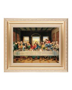10 1/4" x 12 1/4" Satin Gold Frame with an 8" x 10" Last Supper Print