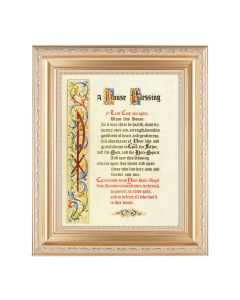 10 1/4" x 12 1/4" Satin Gold Frame with an 8" x 10" House Blessing Print