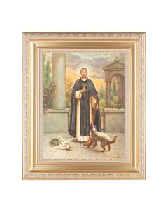 10 1/4" x 12 1/4" Satin Gold Frame with an 8" x 10" Saint Martin De Porres Print