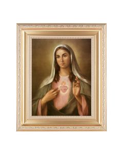 10 1/4" x 12 1/4" Satin Gold Frame with an 8" x 10" Immaculate Heart of Mary Print