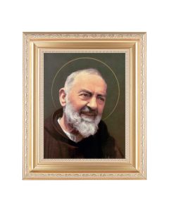 10 1/4" x 12 1/4" Satin Gold Frame with an 8" x 10" St. Pio Print