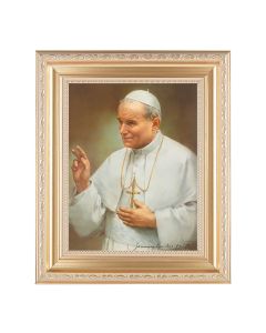 10 1/4" x 12 1/4" Satin Gold Frame with an 8" x 10" Saint John Paul II Print