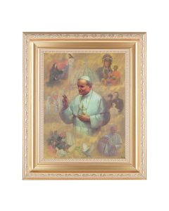 10 1/4" x 12 1/4" Satin Gold Frame with an 8" x 10" Saint John Paul II Print