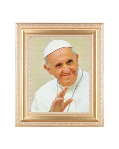 10 1/4" x 12 1/4" Satin Gold Frame with an 8" x 10" Pope Francis Print