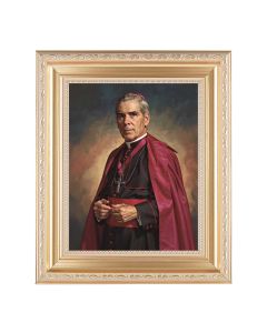 10 1/4" x 12 1/4" Satin Gold Frame with an 8" x 10" Archbishop Fulton Sheen (Bust) Print