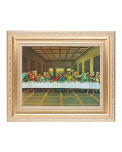 10 1/4" x 12 1/4" Satin Gold Frame with an 8" x 10" Last Supper Print