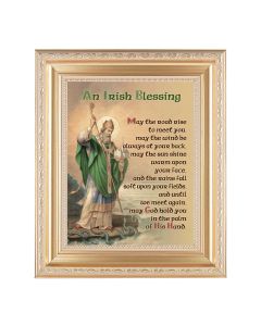 10 1/4" x 12 1/4" Satin Gold Frame with an 8" x 10" Irish Blessing with Saint Patrick Print