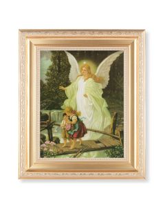 10 1/4" x 12 1/4" Satin Gold Frame with an 8" x 10" Guardian Angel Print
