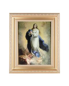 10 1/4" x 12 1/4" Satin Gold Frame with an 8" x 10" Immaculate Conception Print