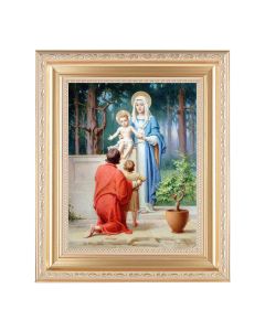 10 1/4" x 12 1/4" Satin Gold Frame with an 8" x 10" Holy Family with St. John Print