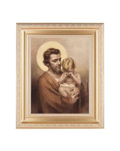 10 1/4" x 12 1/4" Satin Gold Frame with an 8" x 10" St. Joseph with Crying Jesus Print