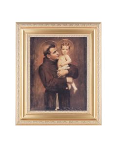 10 1/4" x 12 1/4" Satin Gold Frame with an 8" x 10" St. Anthony with Jesus Print