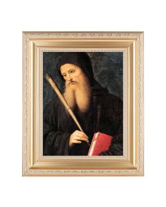 10 1/4" x 12 1/4" Satin Gold Frame with an 8" x 10" St. Benedict Print
