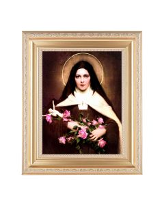 10 1/4" x 12 1/4" Satin Gold Frame with an 8" x 10" St. Therese Print