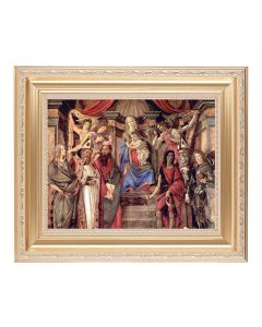 10 1/4" x 12 1/4" Satin Gold Frame with an 8" x 10" Madonna: Throne of Angels and Saints Print