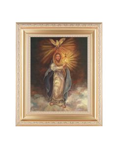 10 1/4" x 12 1/4" Satin Gold Frame with an 8" x 10" Mary with Monstrance Print