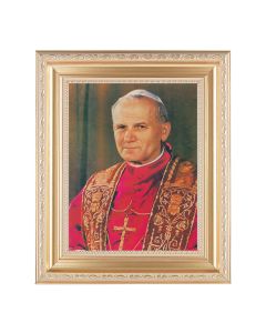 10 1/4" x 12 1/4" Satin Gold Frame with an 8" x 10" Pope John Paul II Print
