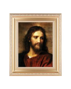 10 1/4" x 12 1/4" Satin Gold Frame with an 8" x 10" Hofmann: Christ at 33 Print