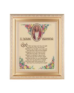 10 1/4" x 12 1/4" Satin Gold Frame with an 8" x 10" A House Blessing Print