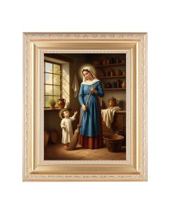 10 1/4" x 12 1/4" Satin Gold Frame with an 8" x 10" Madonna of the Kitchen Print