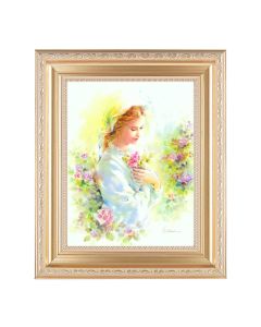 10 1/4" x 12 1/4" Satin Gold Frame with an 8" x 10" Blanc: Mystical Rose Print