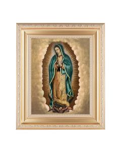 10 1/4" x 12 1/4" Satin Gold Frame with an 8" x 10" Our Lady of Guadalupe Print