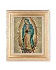 10 1/4" x 12 1/4" Satin Gold Frame with an 8" x 10" Gold Our Lady of Guadalupe Print