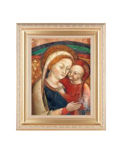 10 1/4" x 12 1/4" Satin Gold Frame with an 8" x 10" O.L. of Good Counsel-Genazzano Print