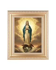 10 1/4" x 12 1/4" Satin Gold Frame with an 8" x 10" Mary Immaculate of the Sun Print