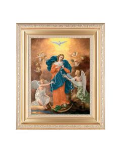 10 1/4" x 12 1/4" Satin Gold Frame with an 8" x 10" Our Lady Untier of Knots Print