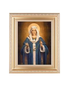 10 1/4" x 12 1/4" Satin Gold Frame with an 8" x 10" Madonna of the Rosary Print